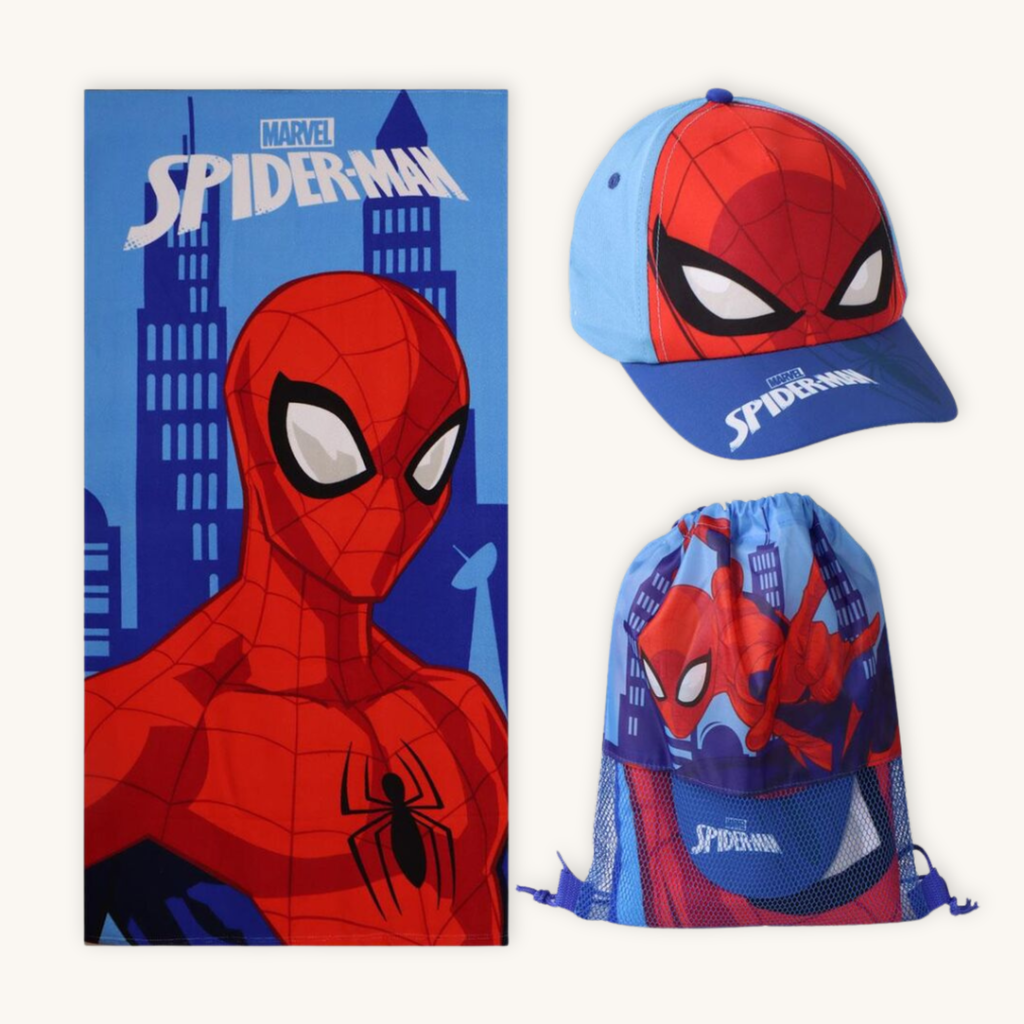 SPIDER Splash™ – Pack Infantil Playa Toalla + Mochila + Gorra · Marvel®