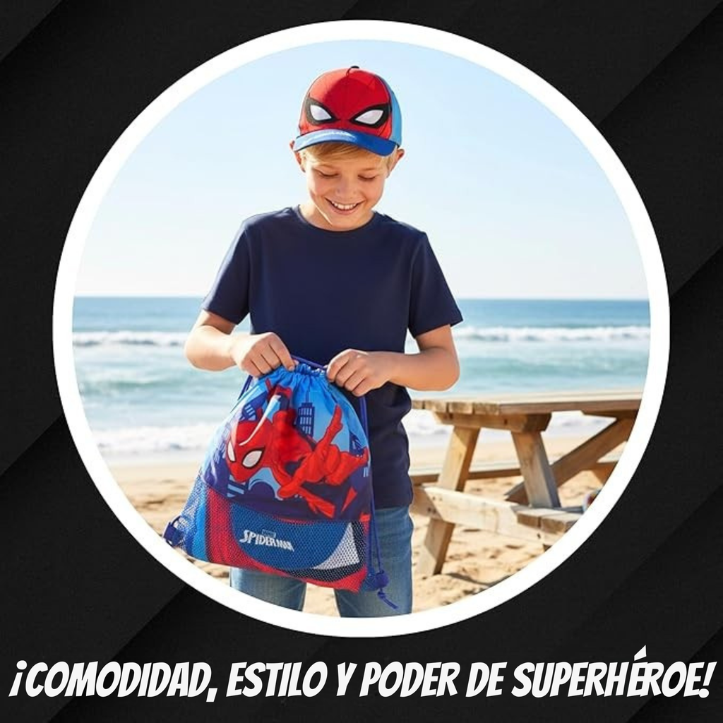 SPIDER Splash™ – Pack Infantil Playa Toalla + Mochila + Gorra · Marvel®