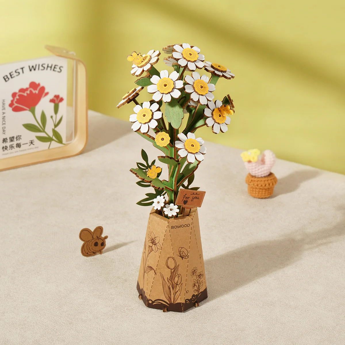 Rowood™ 3D Wooden Rose Bouquet – Kit DIY de Flores Ajustables sin Pegamento