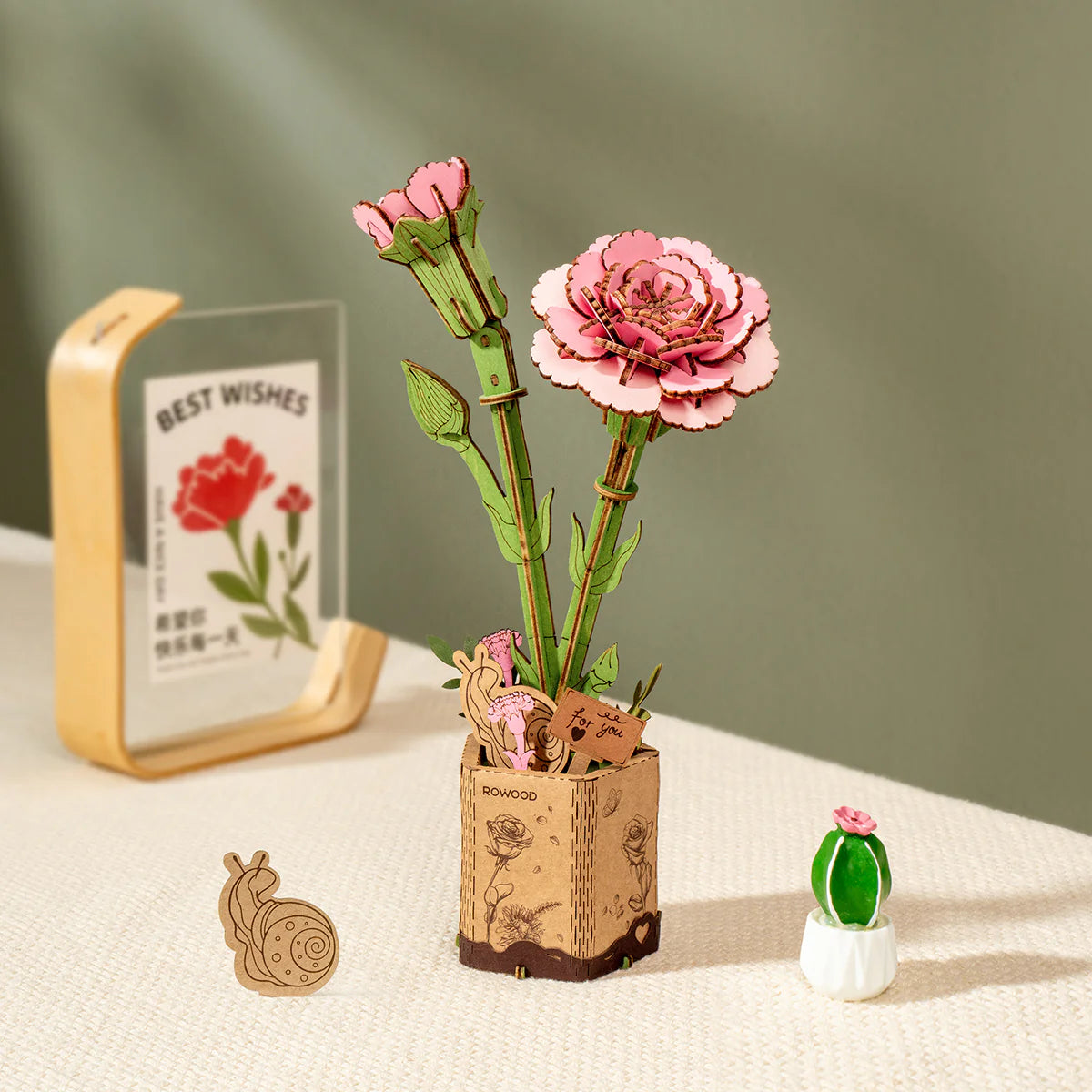 Rowood™ 3D Wooden Rose Bouquet – Kit DIY de Flores Ajustables sin Pegamento