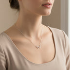 Collar de doble anillo de corazón plata