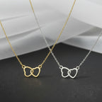 Collar de doble anillo de corazón oro