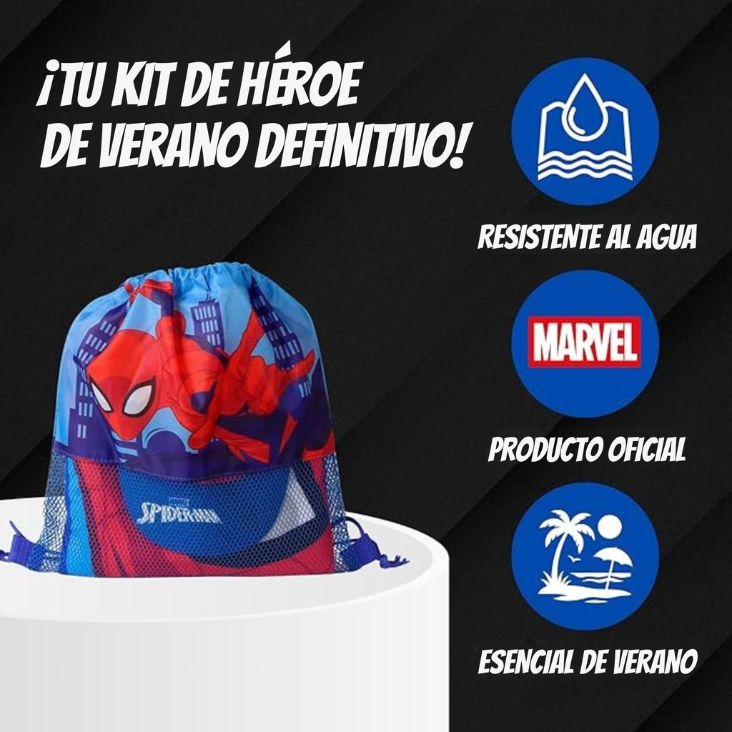 SPIDER Splash™ – Pack Infantil Playa Toalla + Mochila + Gorra · Marvel®