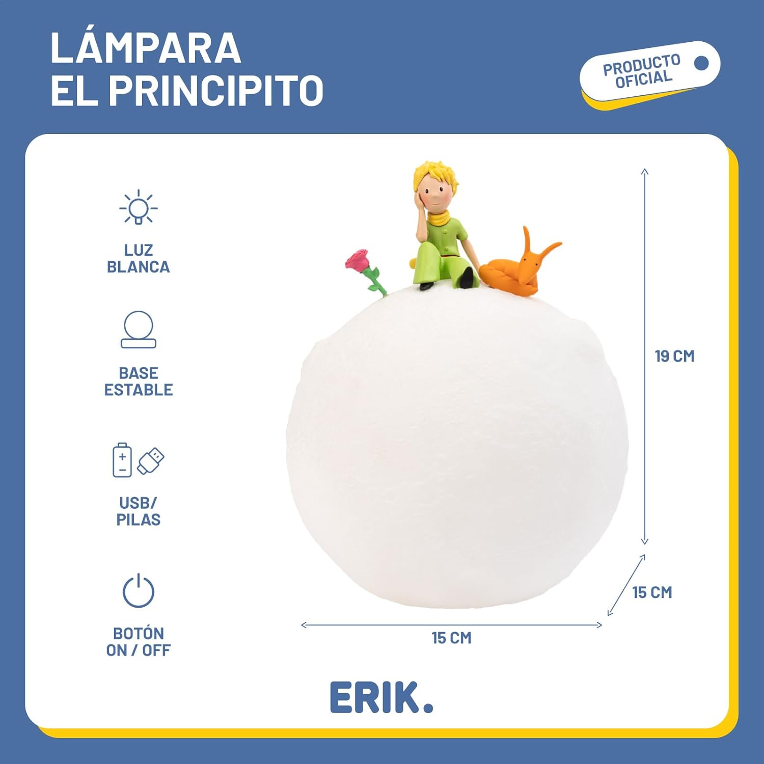 LunaPrince Light™ – Lámpara 3D El Principito con Luz Cálida