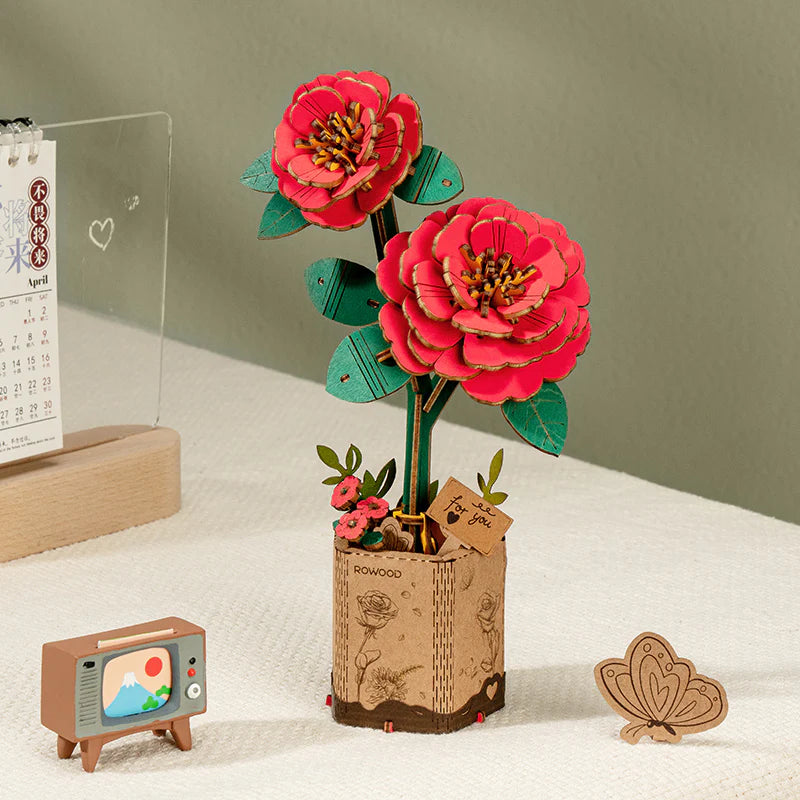 Rowood™ 3D Wooden Rose Bouquet – Kit DIY de Flores Ajustables sin Pegamento