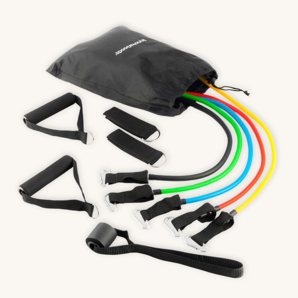 Rebainer™ – Conjunto de 5 Bandas de Resistência com Acessórios e Guia de Exercícios