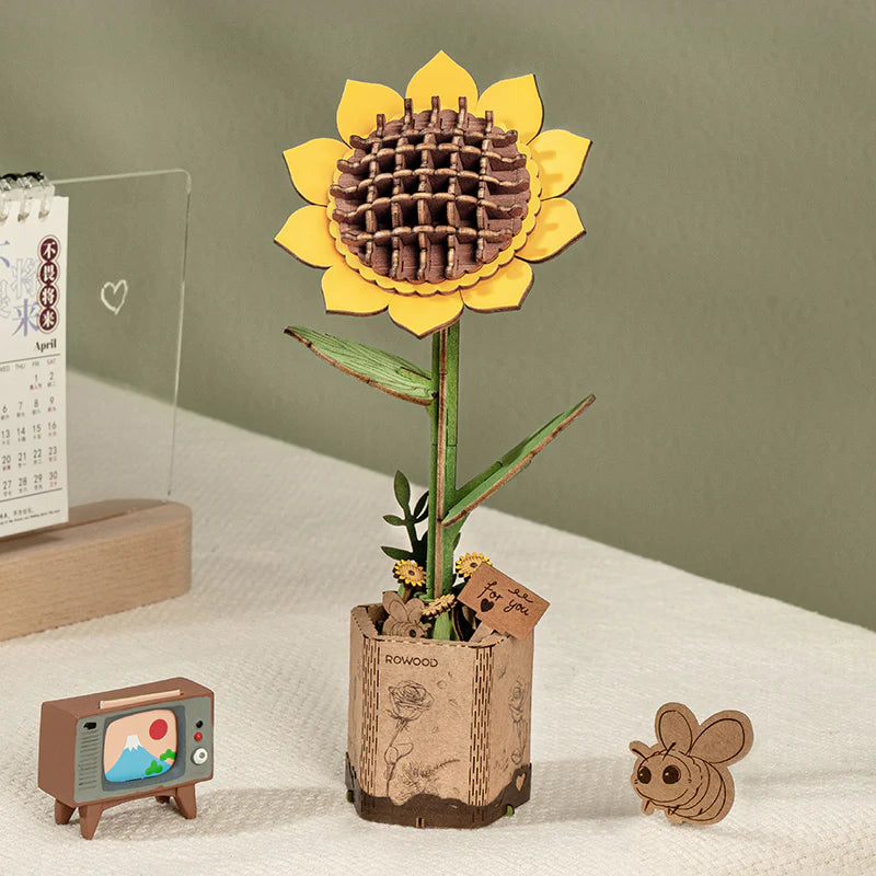 Rowood™ 3D Wooden Rose Bouquet – Kit DIY de Flores Ajustables sin Pegamento
