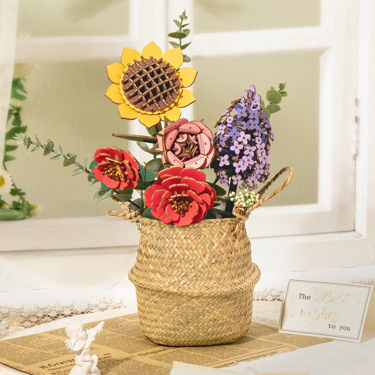 Rowood™ 3D Wooden Rose Bouquet – Kit DIY de Flores Ajustables sin Pegamento