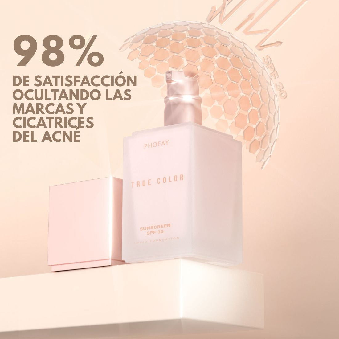 PHOFAY — Base de maquillaje líquida mate con protector solar SPF 30