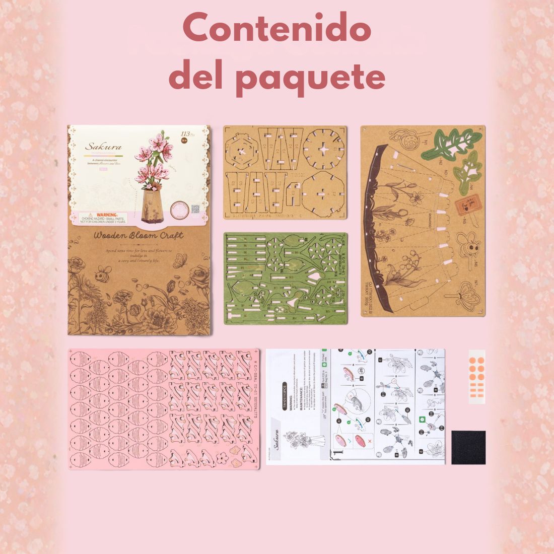 Rowood™ 3D Wooden Rose Bouquet – Kit DIY de Flores Ajustables sin Pegamento