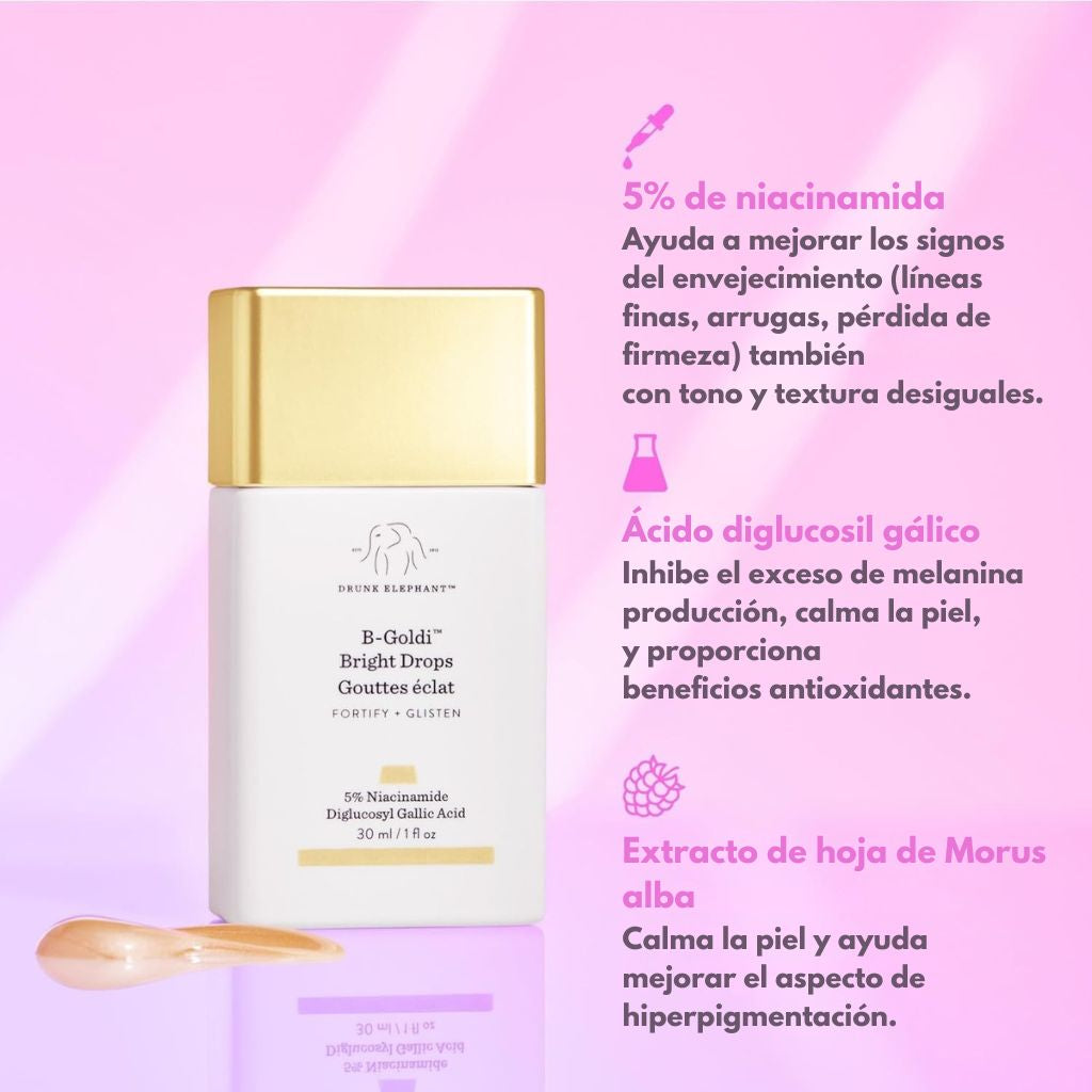 B-Goldi™ - Gotas iluminadoras enriquecidas con niacinamida ·  Drunk Elephant