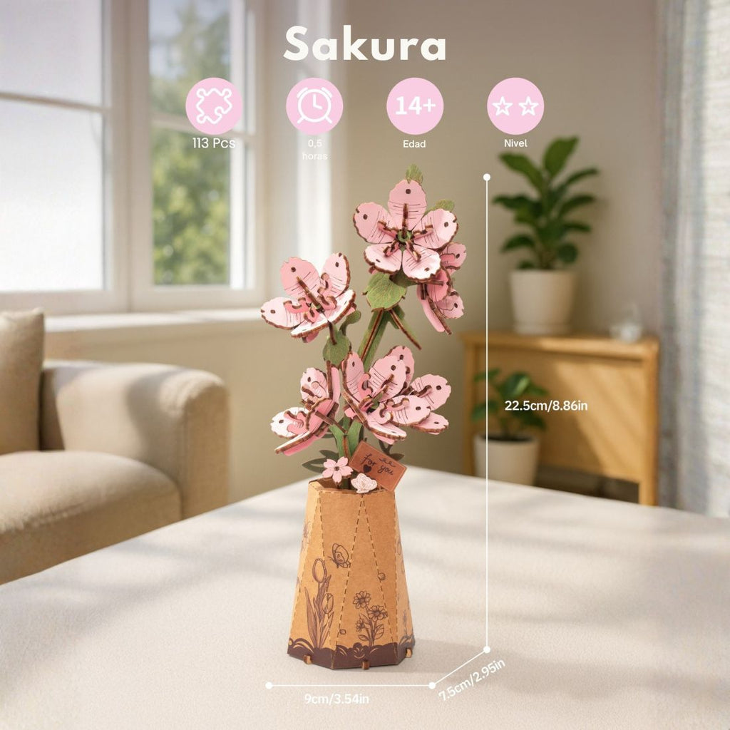 Rowood™ 3D Wooden Rose Bouquet – Kit DIY de Flores Ajustables sin Pegamento