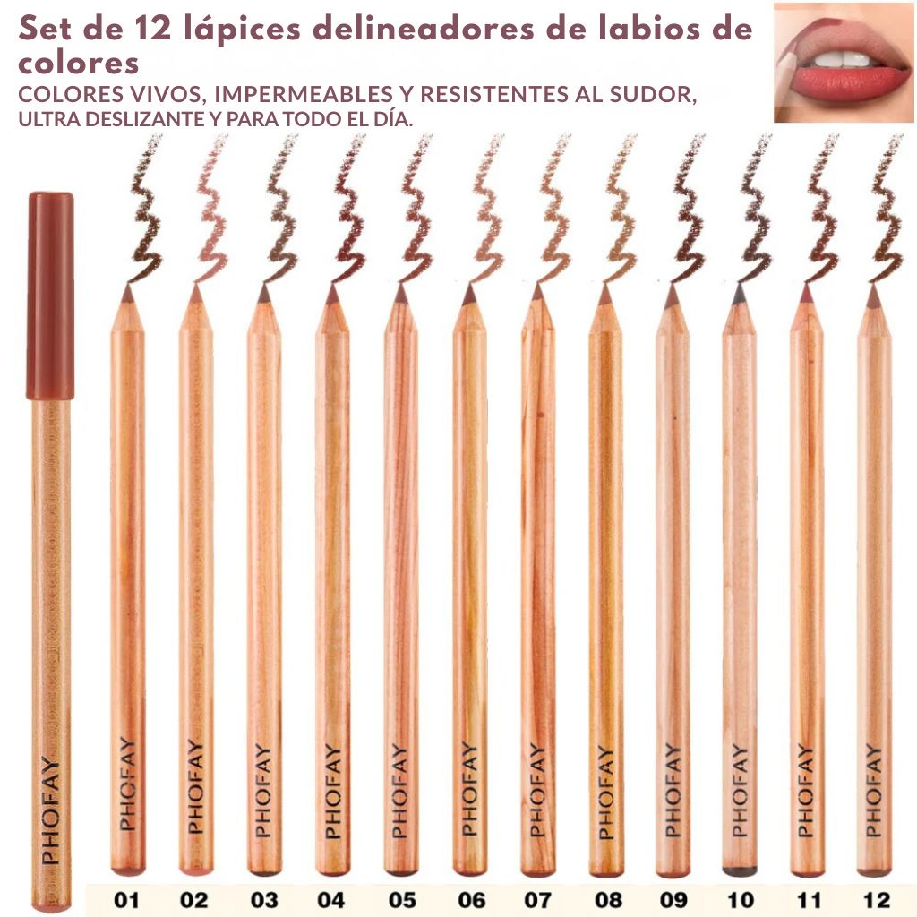PHOFAY — Nude Lipliner Kit 12 perfiladores