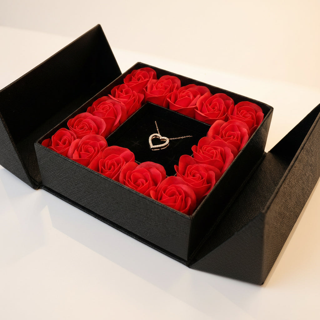 Caja de Regalo con 16 Rosas – Presentación Premium para Joyas y Momentos Especiales