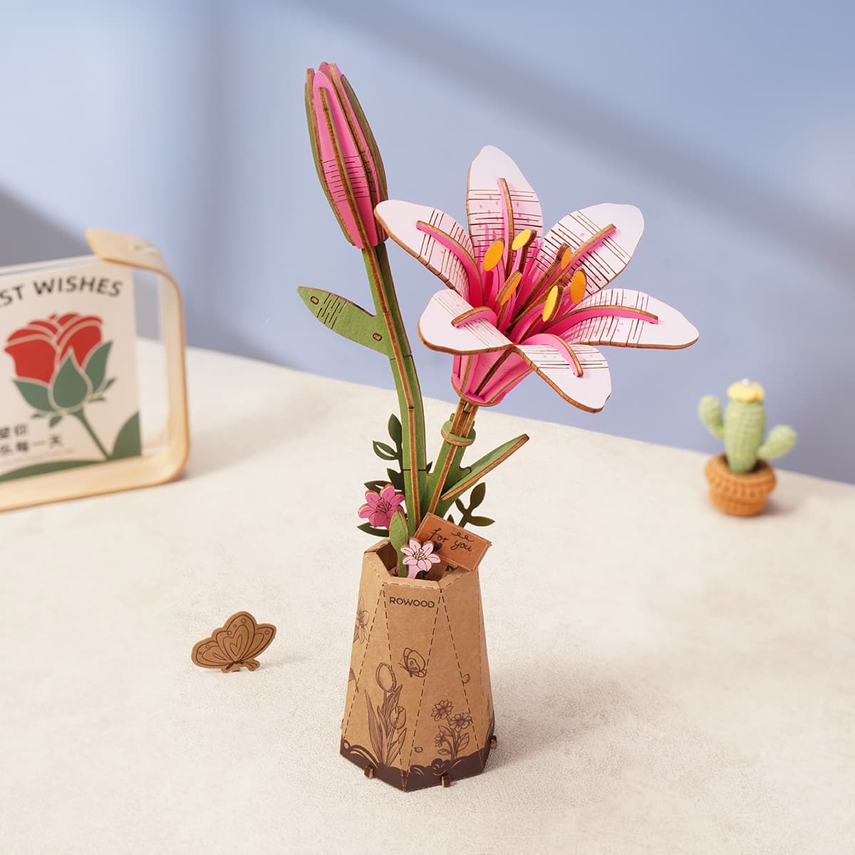 Rowood™ 3D Wooden Rose Bouquet – Kit DIY de Flores Ajustables sin Pegamento
