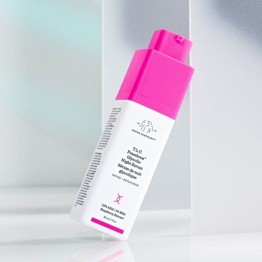 T.L.C. Framboos™ Glycolic Night Serum — Sérum Exfoliante AHA/BHA · Drunk Elephant