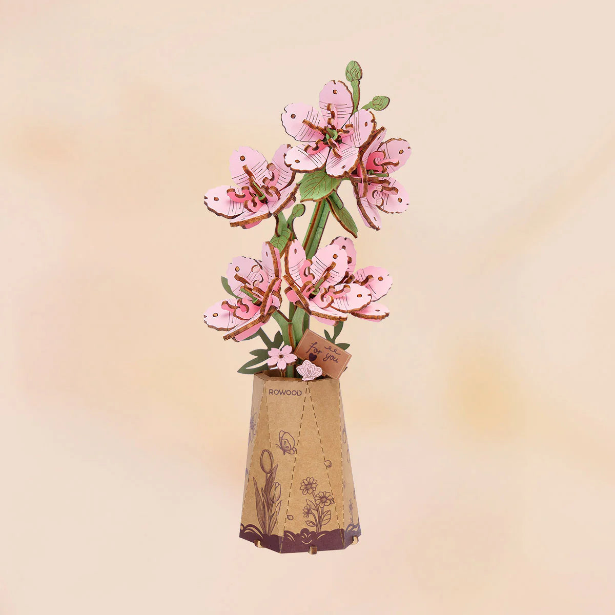 Rowood™ 3D Wooden Rose Bouquet – Kit DIY de Flores Ajustables sin Pegamento