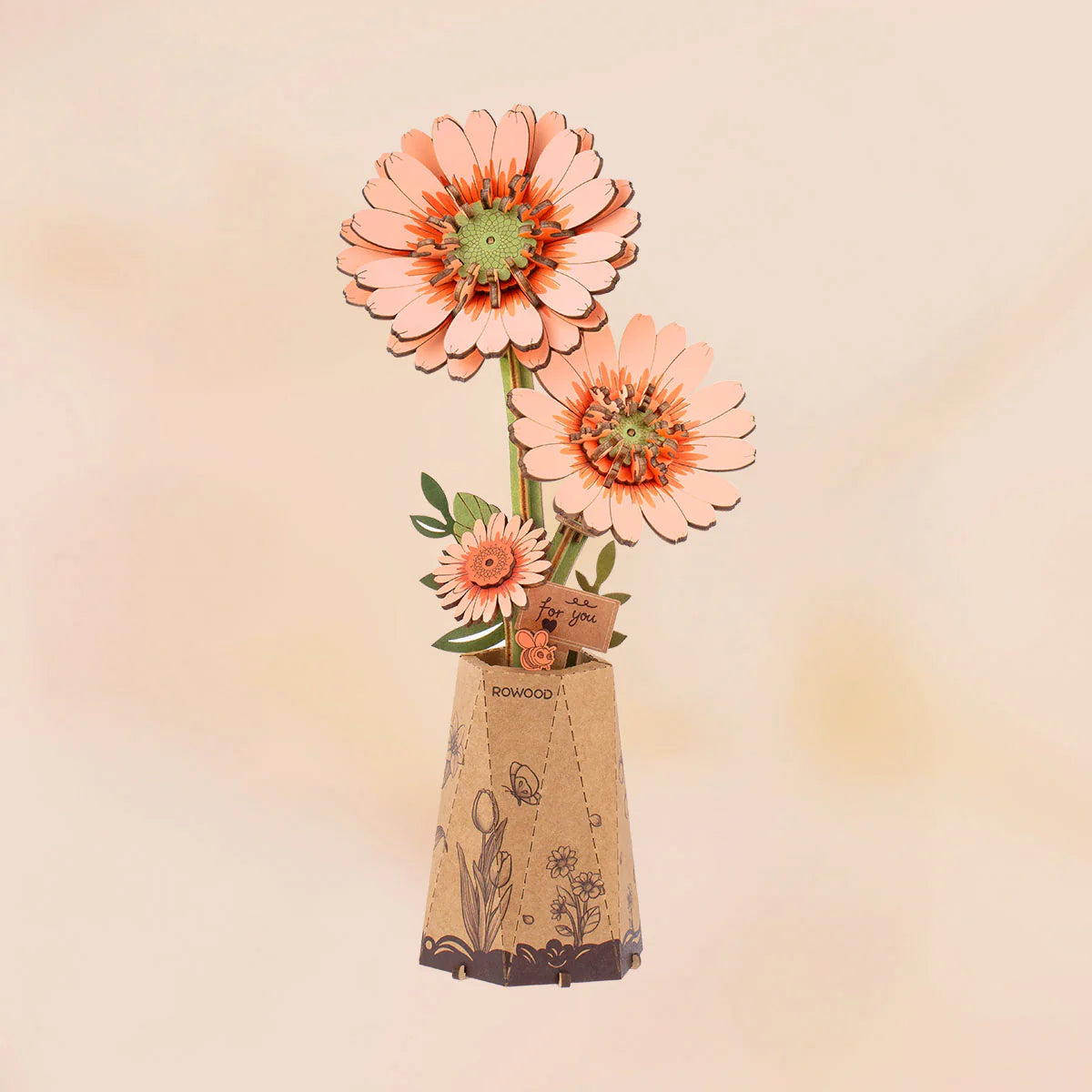 Rowood™ 3D Wooden Rose Bouquet – Kit DIY de Flores Ajustables sin Pegamento
