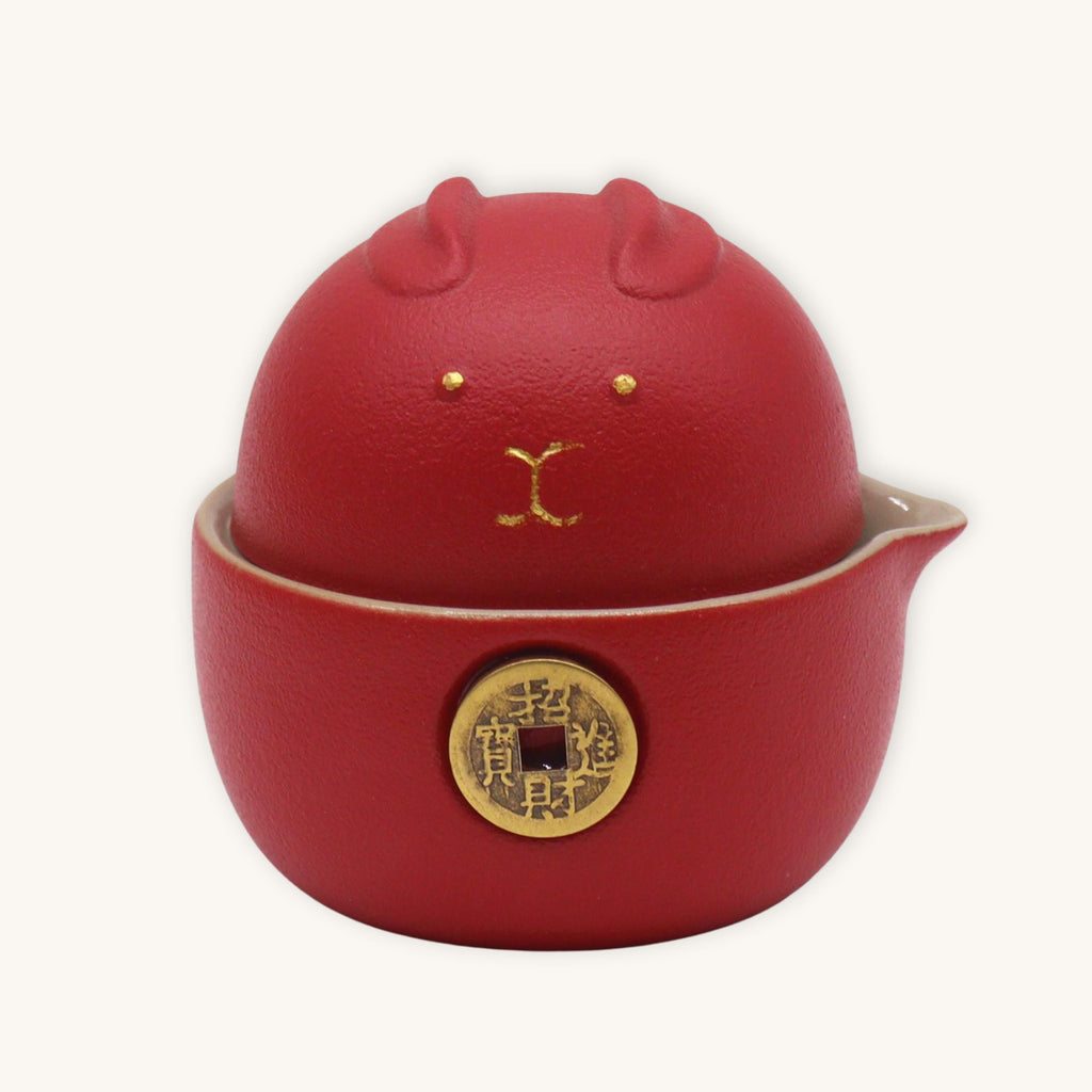 Lucky Cat TeaSet™ – Tetera Gato del Dinero + 2 Tazas con Estuche