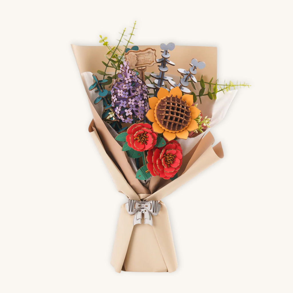 Rowood™ 3D Wooden Rose Bouquet – Kit DIY de Flores Ajustables sin Pegamento