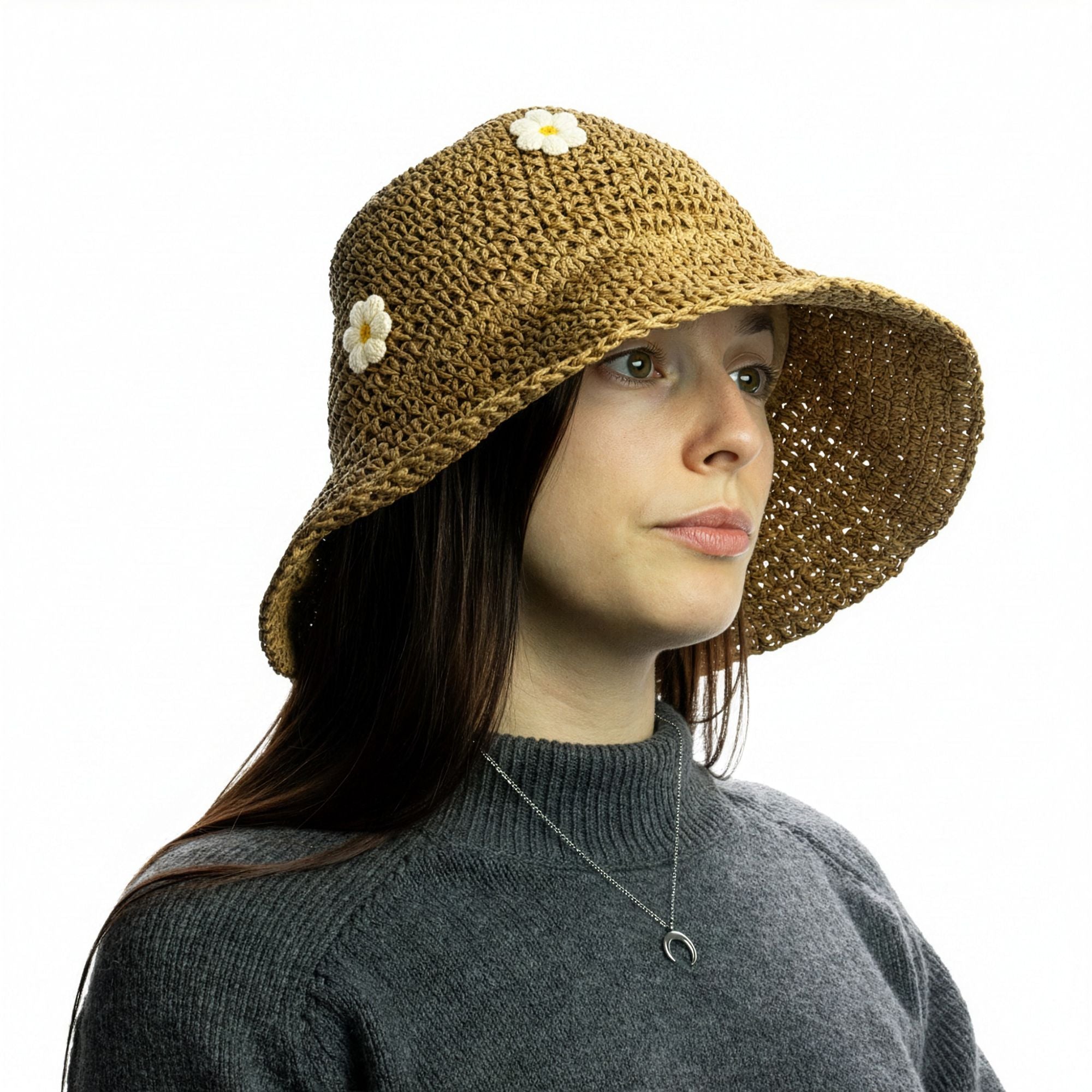 Daisies™ – Sombrero de Paja con Flores Cosidas