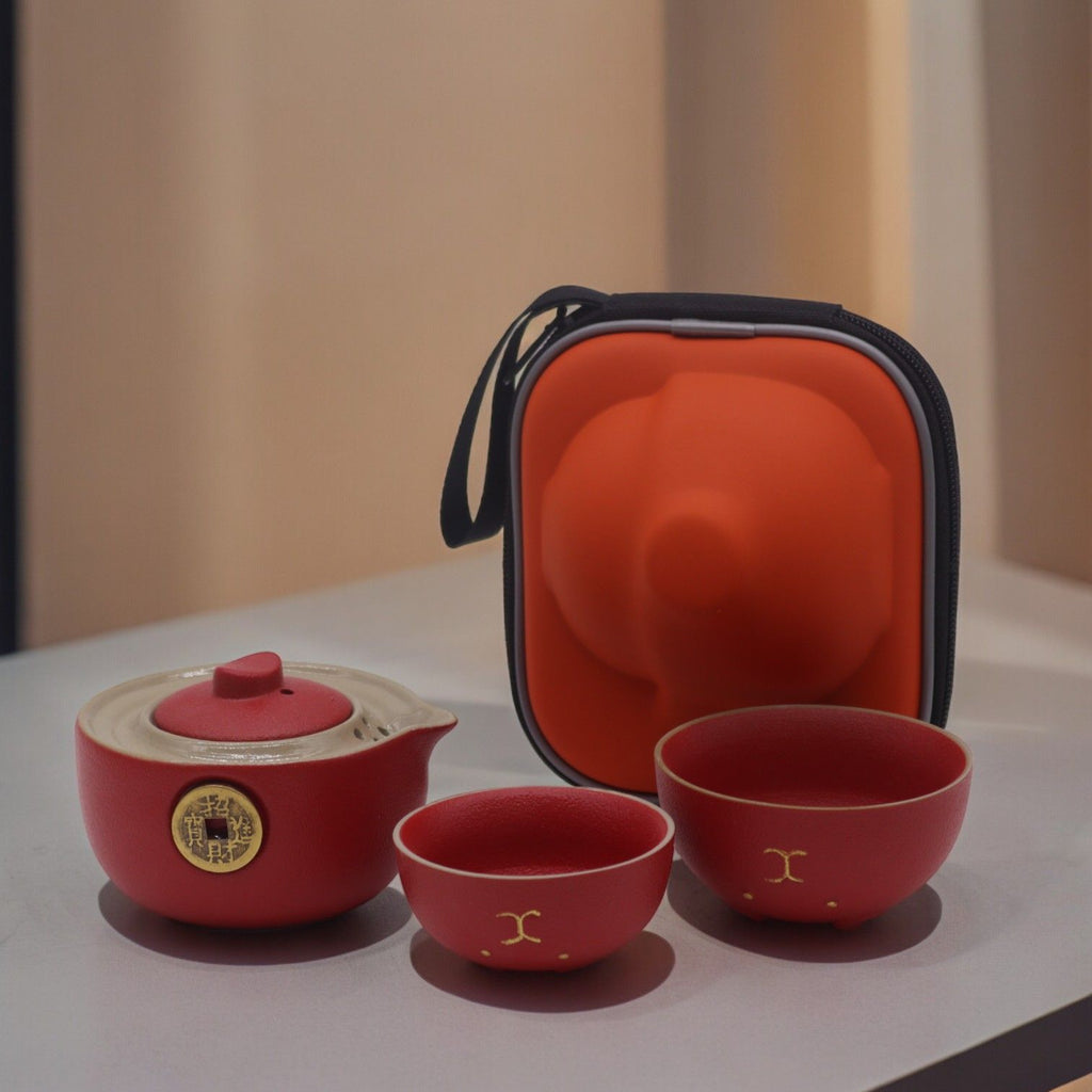 Lucky Cat TeaSet™ – Tetera Gato del Dinero + 2 Tazas con Estuche