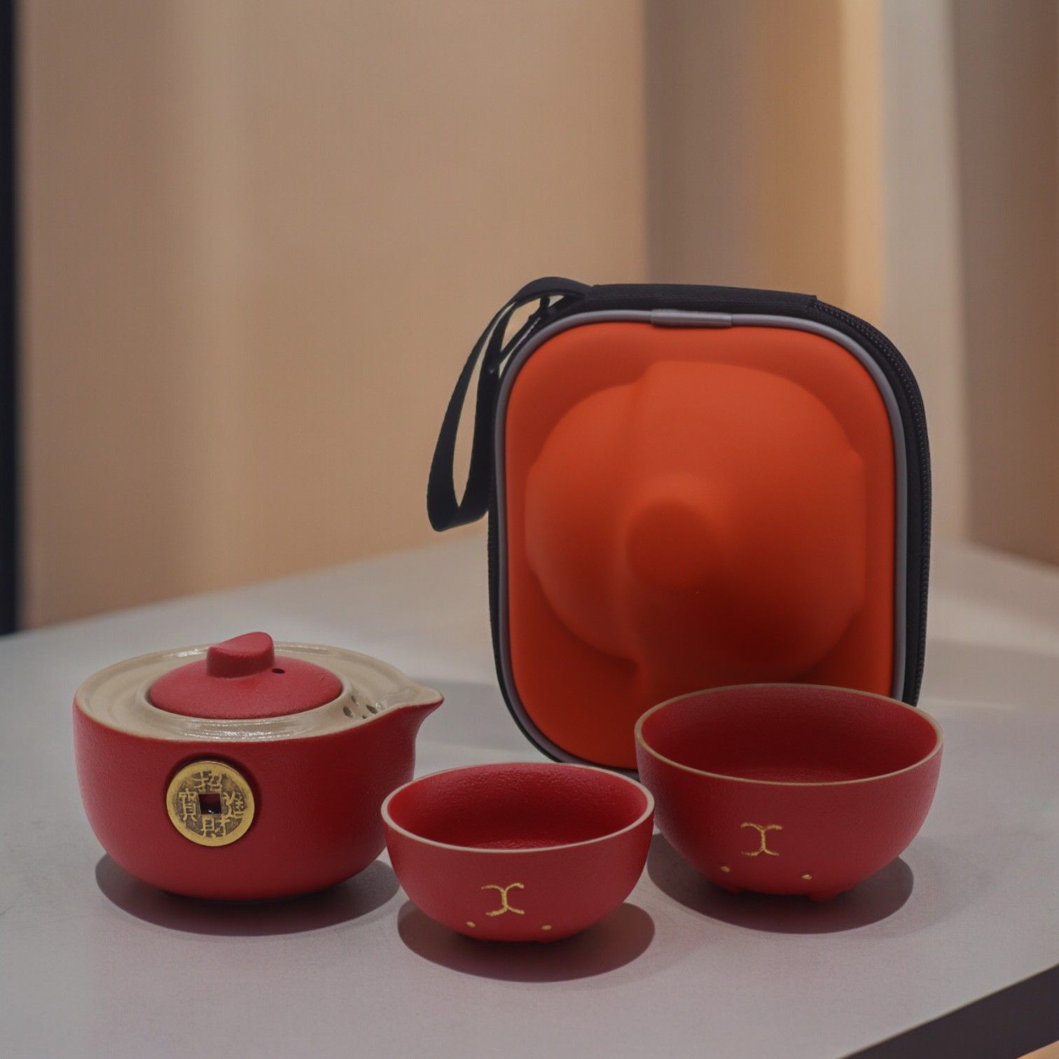 Lucky Cat TeaSet™ – Tetera Gato del Dinero + 2 Tazas con Estuche