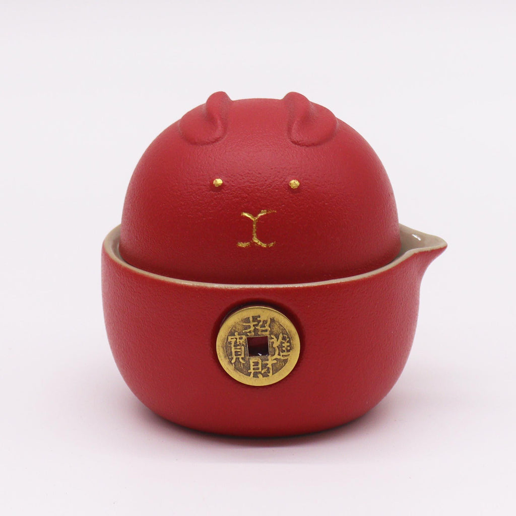 Lucky Cat TeaSet™ – Tetera Gato del Dinero + 2 Tazas con Estuche