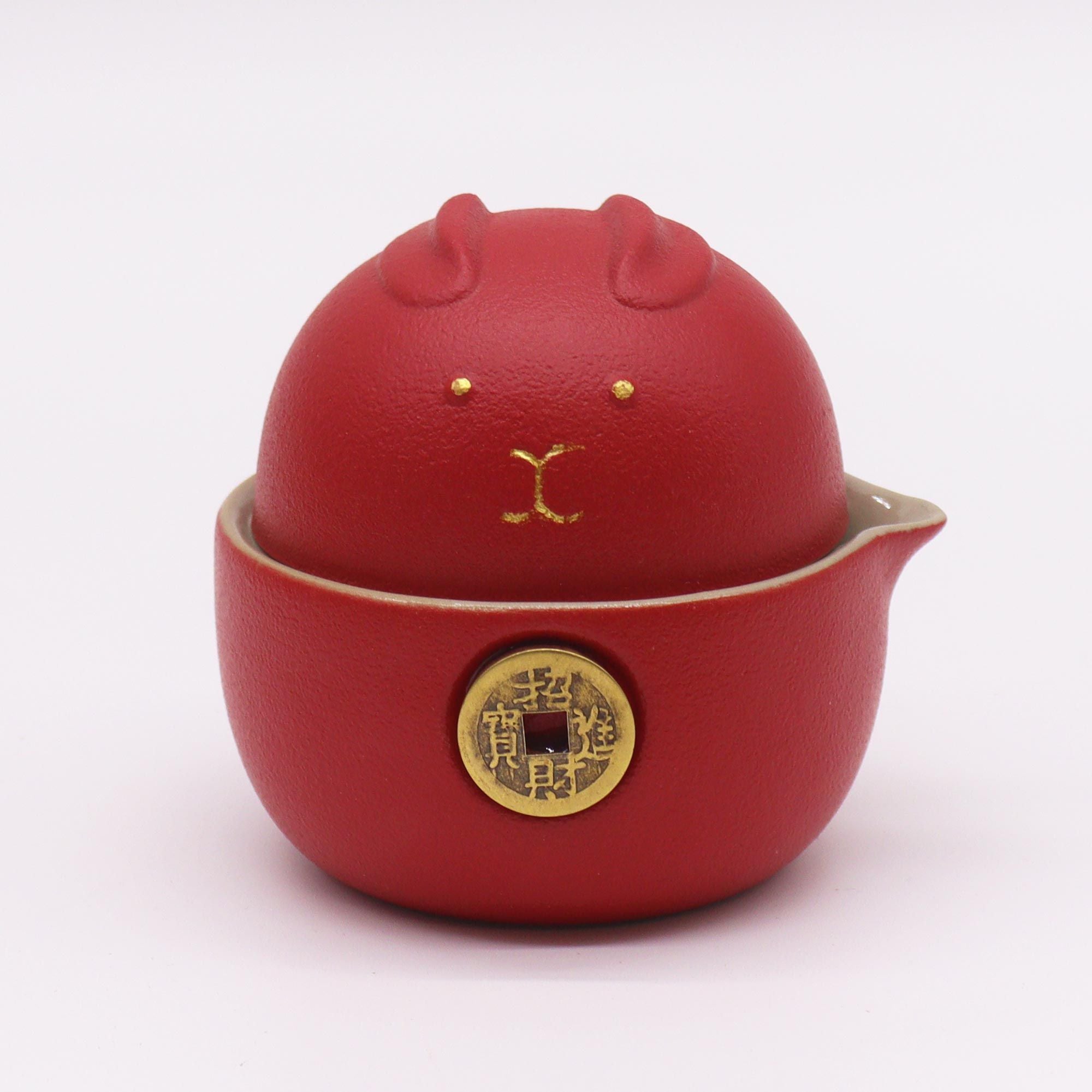Lucky Cat TeaSet™ – Tetera Gato del Dinero + 2 Tazas con Estuche
