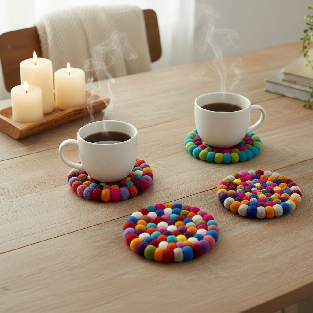 Posavasos FeltDots™ – Set de 4 piezas de Fieltro 10 cm