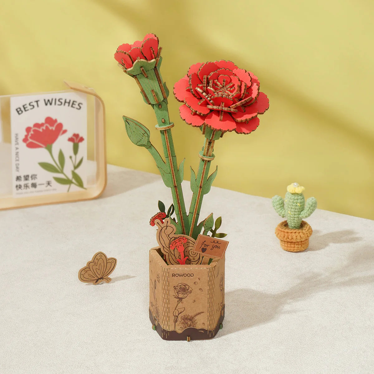 Rowood™ 3D Wooden Rose Bouquet – Kit DIY de Flores Ajustables sin Pegamento