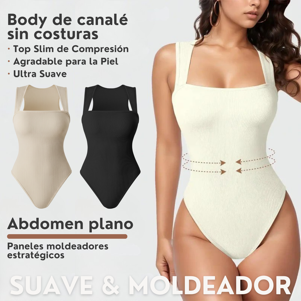 Body Éclat™ – Body Mujer Escote Square-Neck Efecto Estilizador