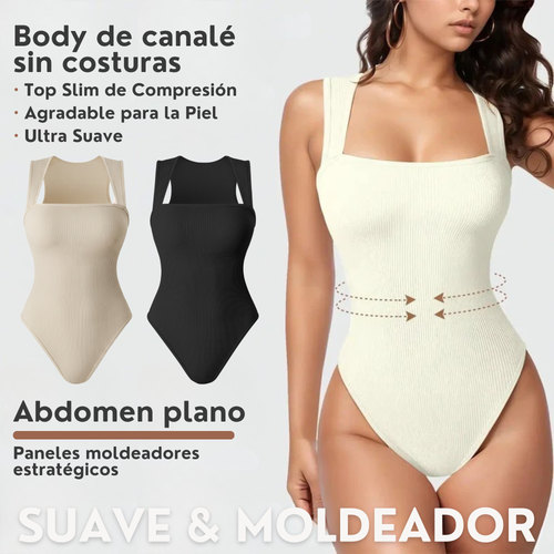 Body Éclat™ – Body Mujer Escote Square-Neck Efecto Estilizador