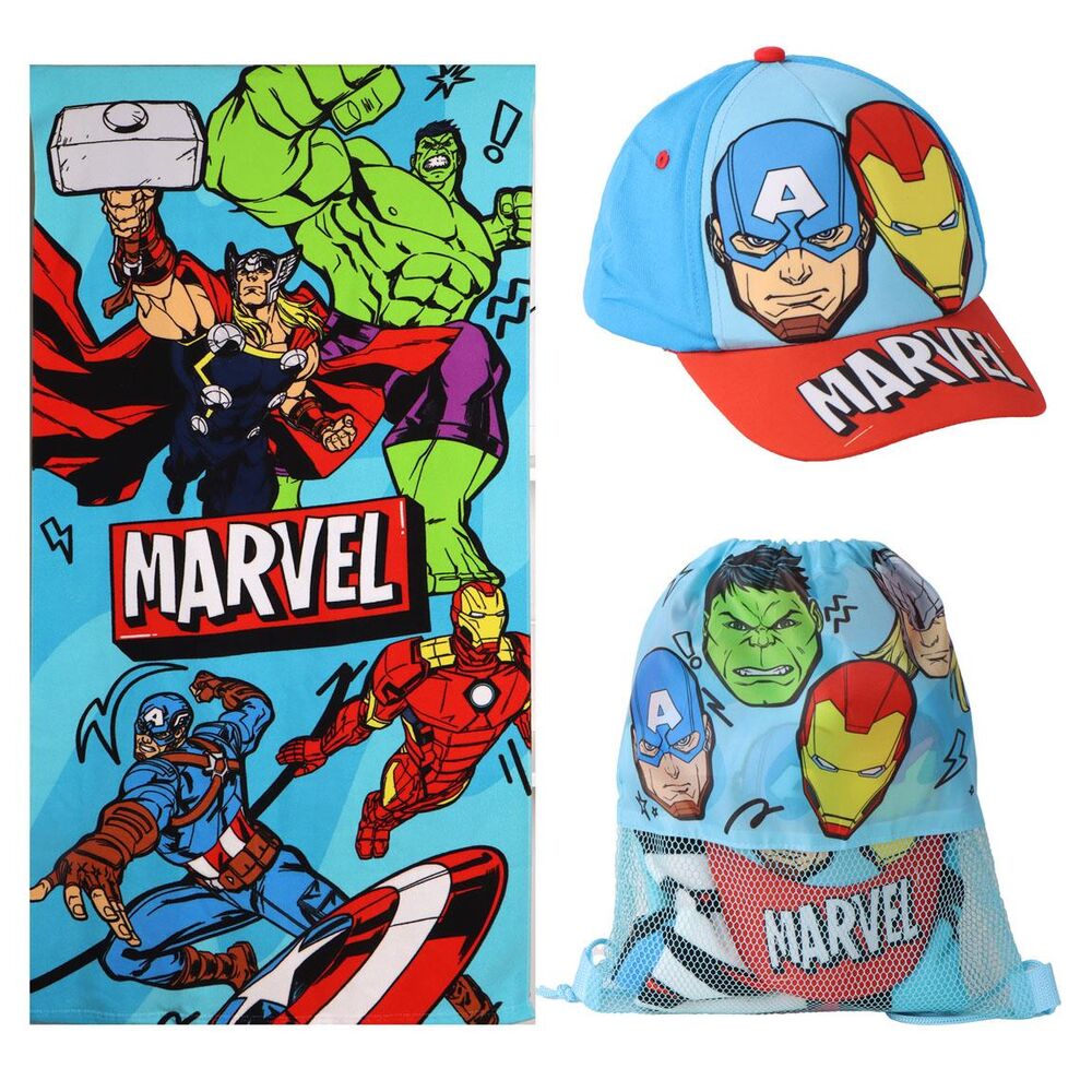 AVENGERS Hero™ – Pack Infantil Playa Toalla + Mochila + Gorra · Marvel®