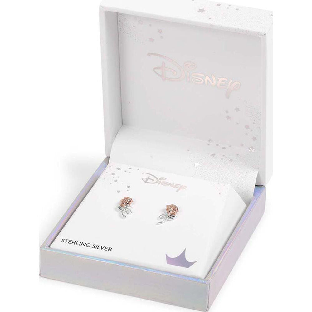 Enchanted Rose™ – Pendientes Plata La Bella y la Bestia · Disney®