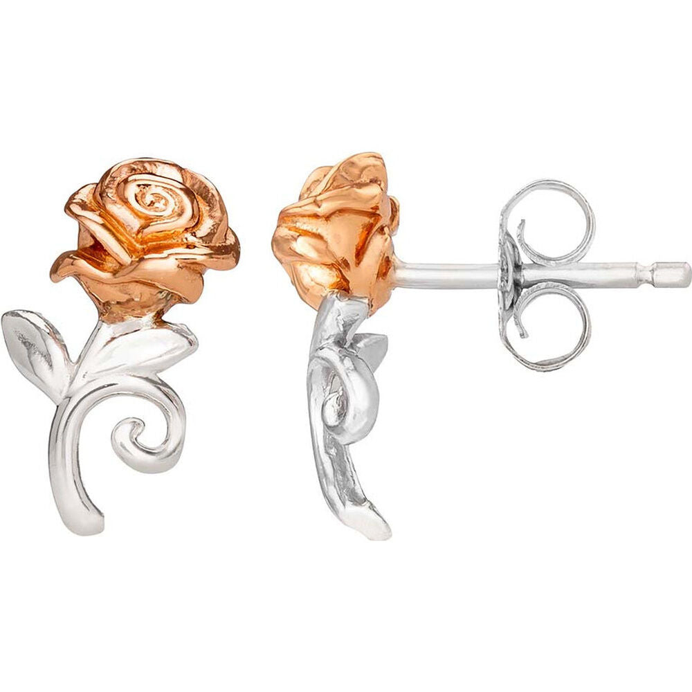 Enchanted Rose™ – Pendientes Plata La Bella y la Bestia · Disney®