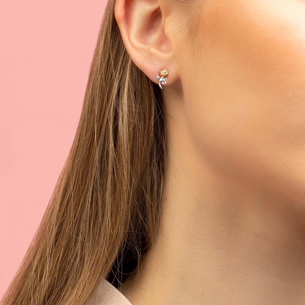 Enchanted Rose™ – Pendientes Plata La Bella y la Bestia · Disney®