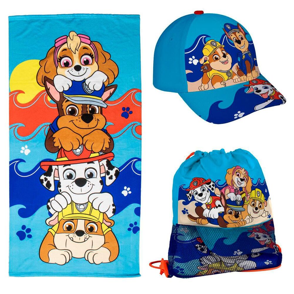 PAW Patrol Splash® – Pack Infantil Playa Toalla + Mochila + Gorra