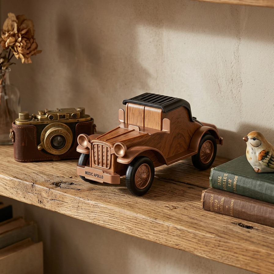 RetroCar SoundDock™ – Altavoz Coche Vintage + Soporte para Móvil