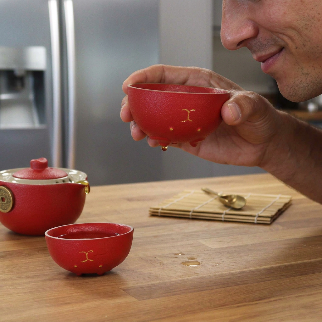 Lucky Cat TeaSet™ – Tetera Gato del Dinero + 2 Tazas con Estuche