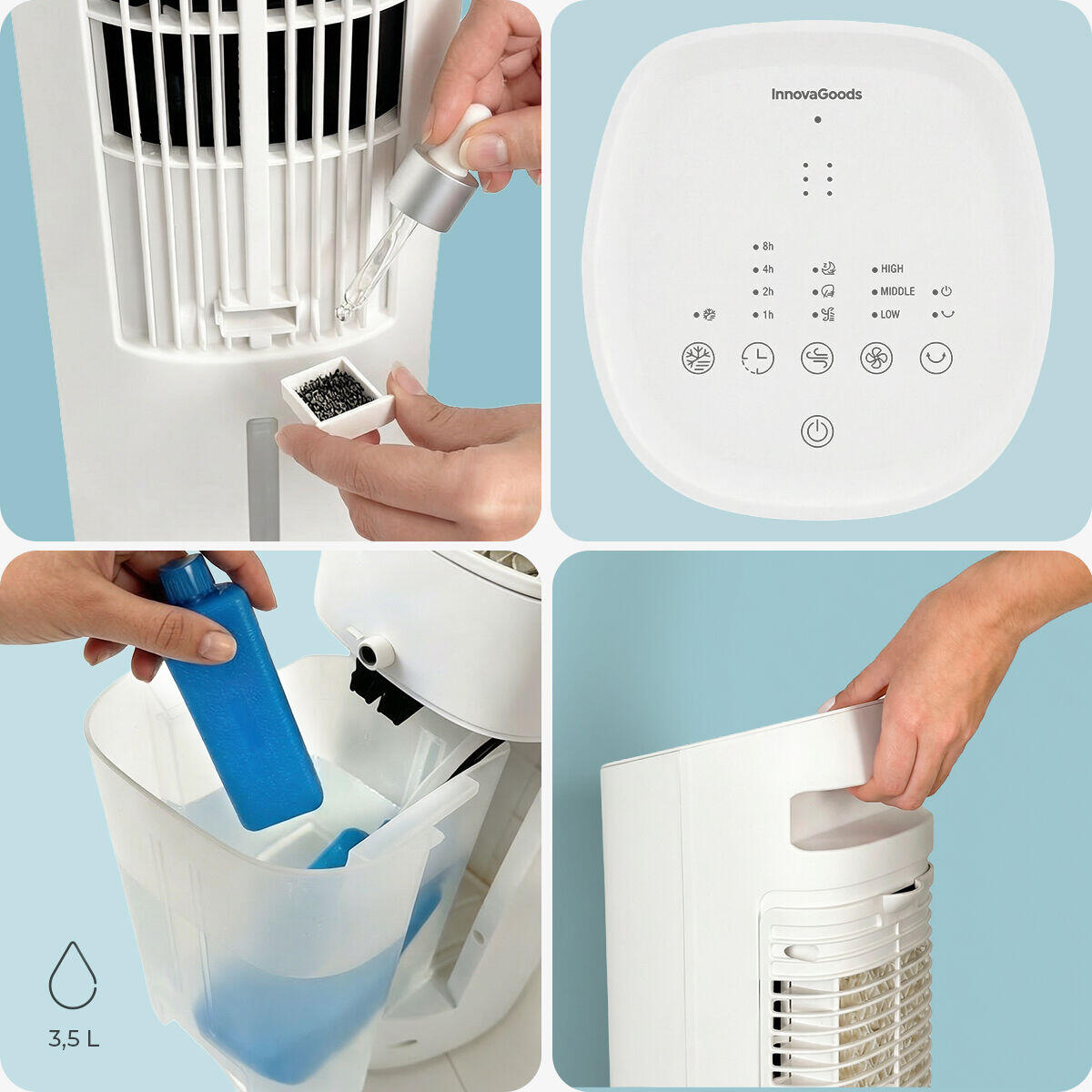 Hushly™ – Climatizador Evaporativo Portátil Torre 4 en 1
