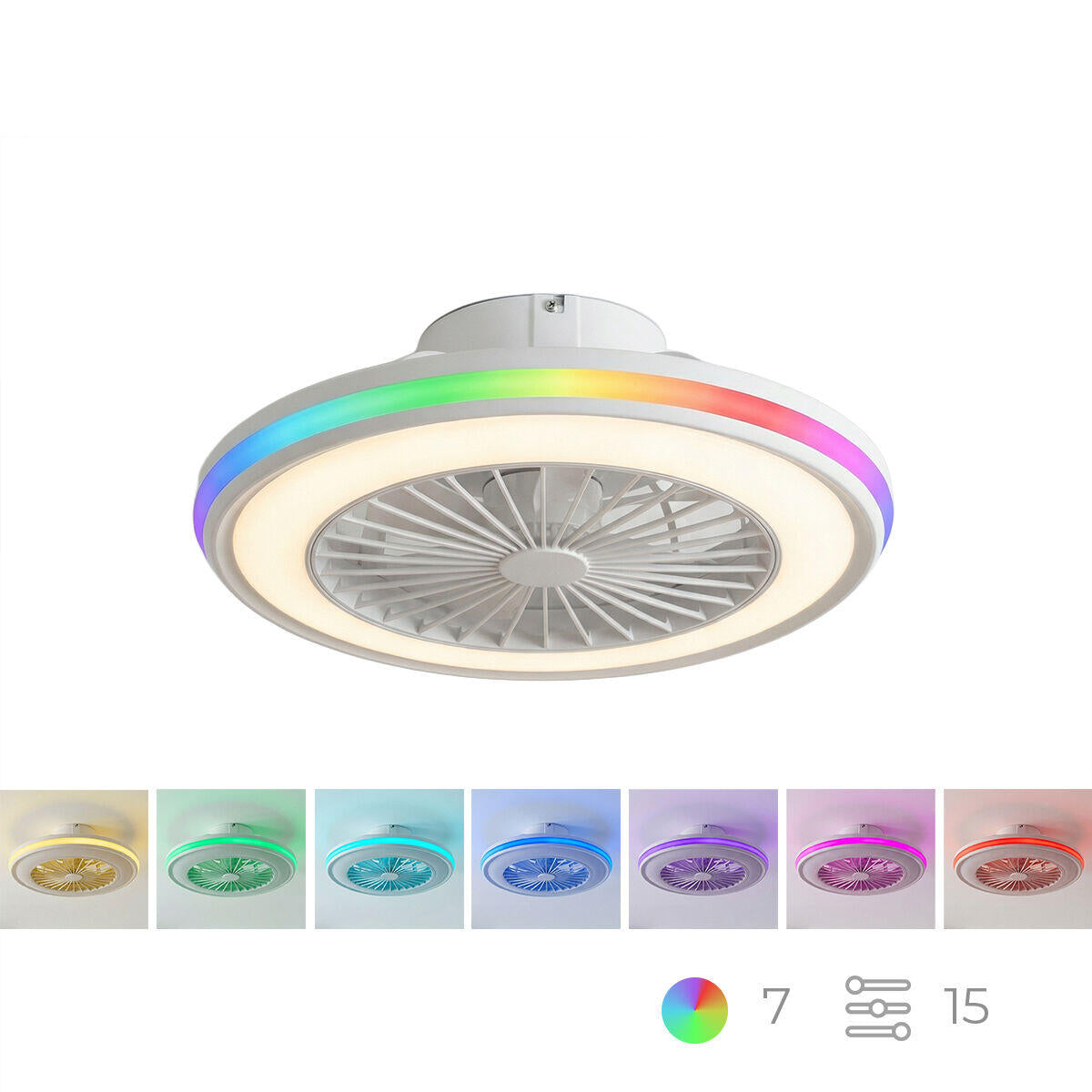 Nexory SkyFan™ – Ventilador de Techo con Luz LED RGB y Aspas Ocultas