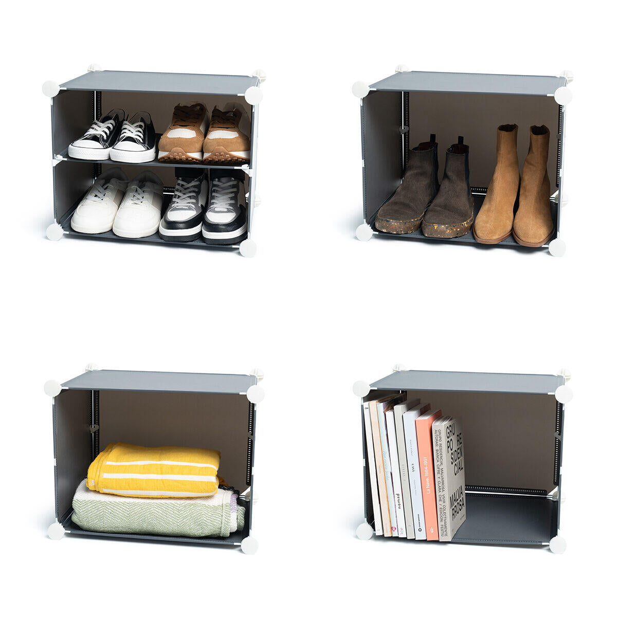 ModuSpace ShoeRack™ – Zapatero Modular Portátil con Perchero y Puertas Ventiladas