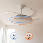 AeroGlow Retract™ – Ventilador de Techo LED RGB con 4 Aspas Retráctiles y Mando DC Silencioso