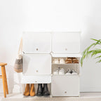 ModuSpace ShoeRack™ – Zapatero Modular Portátil con Perchero y Puertas Ventiladas
