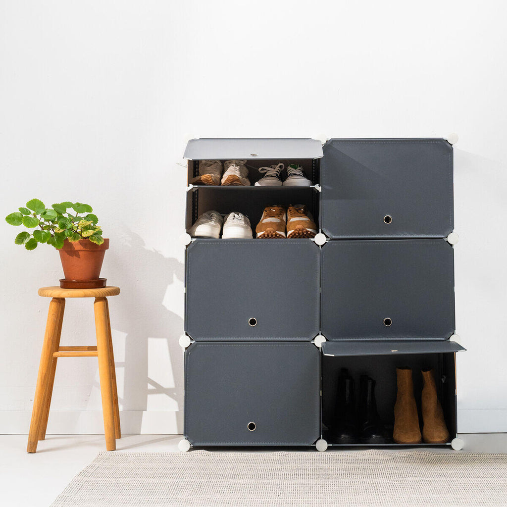 ModuSpace ShoeRack™ – Zapatero Modular Portátil con Perchero y Puertas Ventiladas