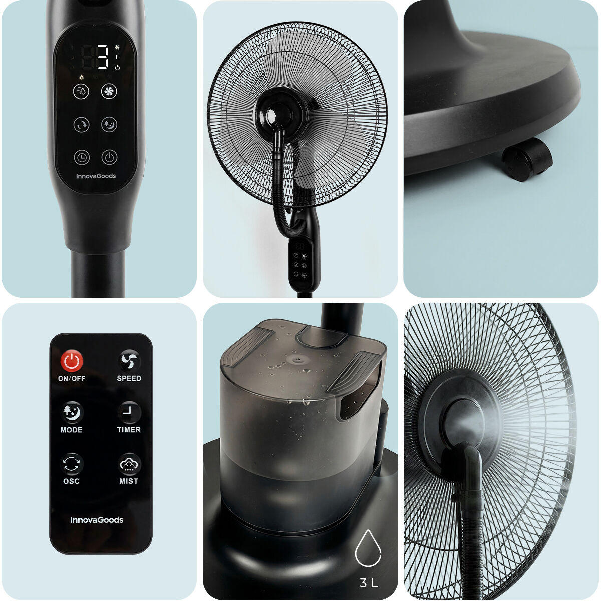 Sprair™ – Ventilador de Pie Nebulizador con Mando a Distancia