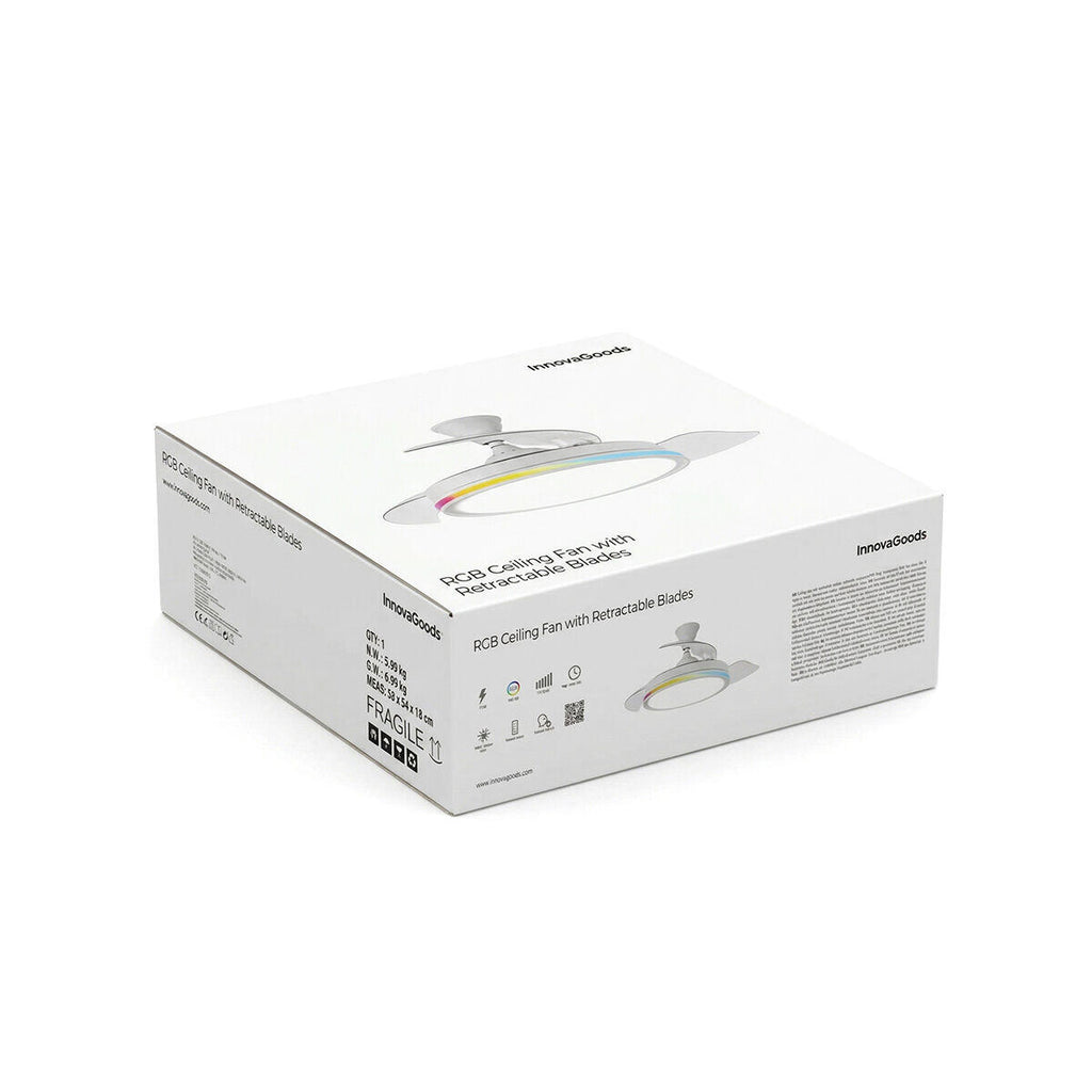AeroGlow Retract™ – Ventilador de Techo LED RGB con 4 Aspas Retráctiles y Mando DC Silencioso
