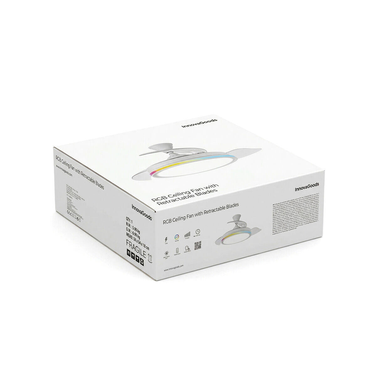 AeroGlow Retract™ – Ventilador de Techo LED RGB con 4 Aspas Retráctiles y Mando DC Silencioso