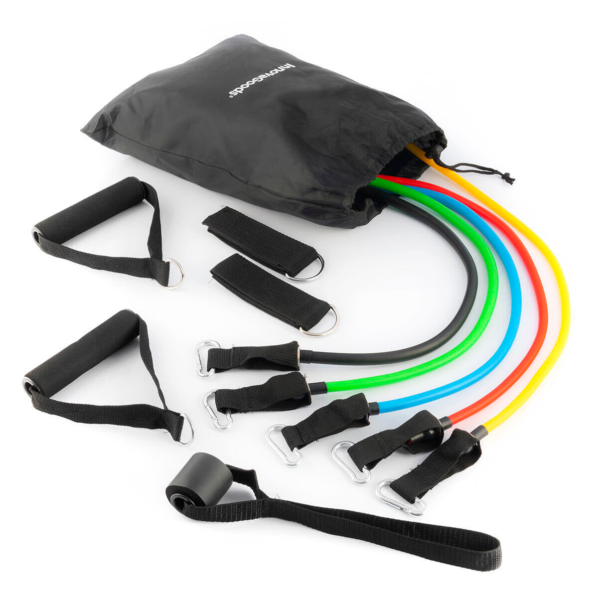 Rebainer™ – Conjunto de 5 Bandas de Resistência com Acessórios e Guia de Exercícios